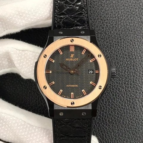 위블로 클래식퓨전 골드 카본다이얼 가죽스트랩 38mm