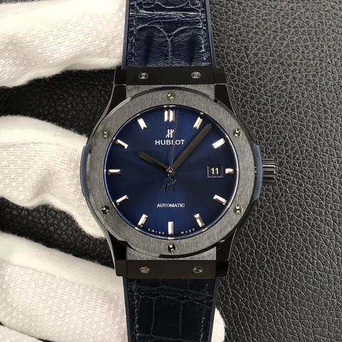 위블로 클래식퓨전 블랙 블루다이얼 가죽스트랩 38mm