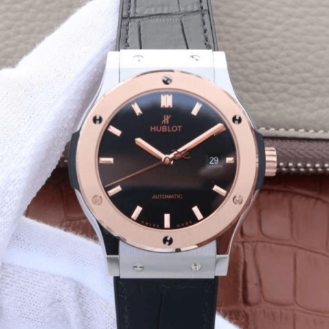 위블로 클래식퓨전 콤비 블랙다이얼 가죽스트랩 38mm